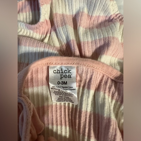 Chick pea summer romper, 0-3 months, pink and white striped - Picture 3 of 3